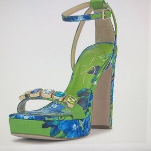 Jessica Simpson Green and Blue Platform Heels worn once